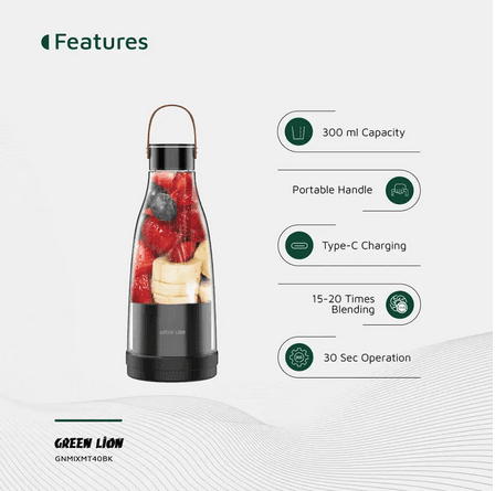 شیکر شارژی قابل حمل گرین لاین مدل Mixmate Juicer گنجایش 0.300 لیتر