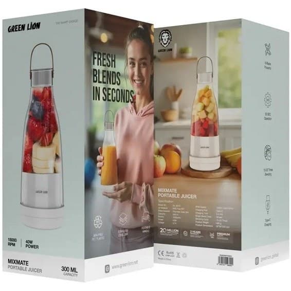 شیکر شارژی قابل حمل گرین لاین مدل Mixmate Juicer گنجایش 0.300 لیتر