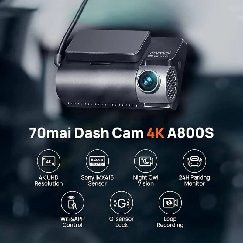 دوربین خودرو سوِنتی مِی مدل 70maI Dash Cam 4K + Rear Cam Set(RC06) A800S